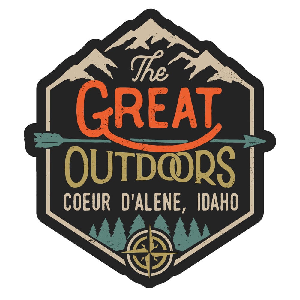 Coeur D'Alene Idaho Souvenir Decorative Stickers (Choose Theme And Size) - Single Unit, 12-Inch, Great Outdoors
