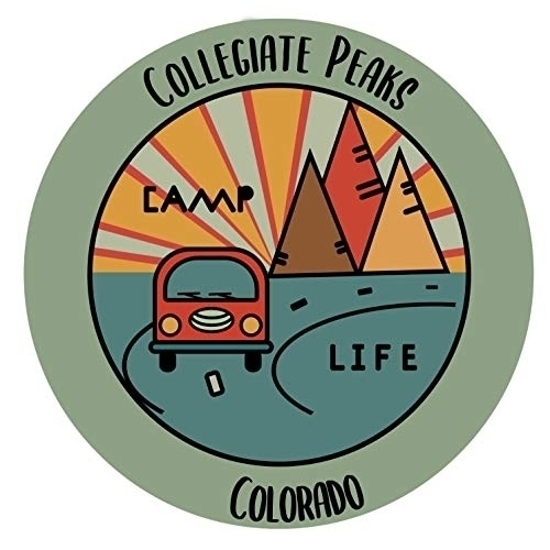 Collegiate Peaks Colorado Souvenir Decorative Stickers (Choose Theme And Size) - 4-Pack, 2-Inch, Camp Life