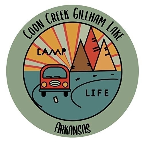 Coon Creek Gillham Lake Arkansas Souvenir Decorative Stickers (Choose Theme And Size) - 4-Pack, 10-Inch, Camp Life