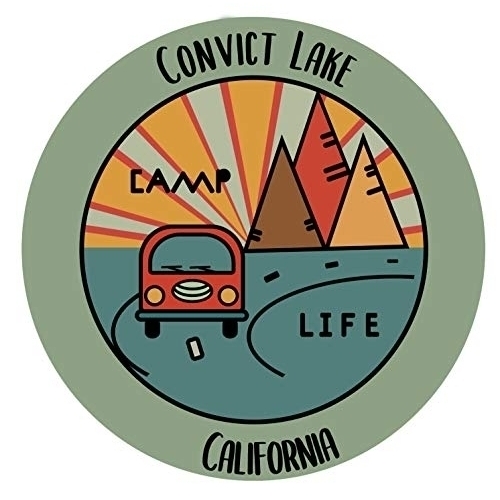 Convict Lake California Souvenir Decorative Stickers (Choose Theme And Size) - 4-Pack, 10-Inch, Tent