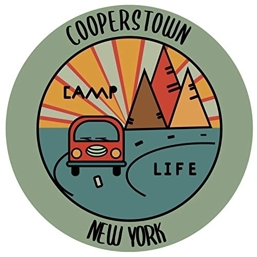 Cooperstown New York Souvenir Decorative Stickers (Choose Theme And Size) - 4-Pack, 12-Inch, Camp Life