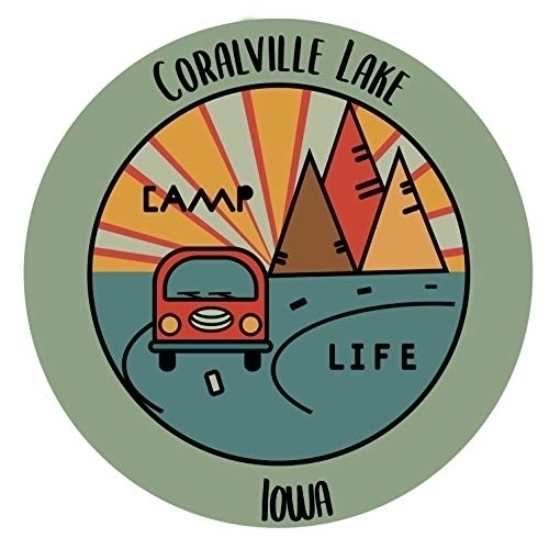 Coralville Lake Iowa Souvenir Decorative Stickers (Choose Theme And Size) - 4-Pack, 8-Inch, Camp Life