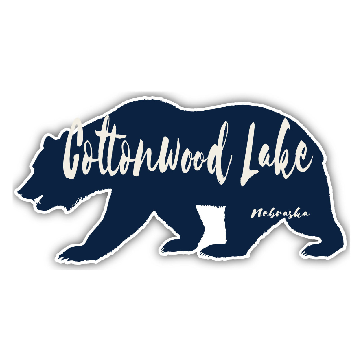 Cottonwood Lake Nebraska Souvenir Decorative Stickers (Choose Theme And Size) - Single Unit, 8-Inch, Bear