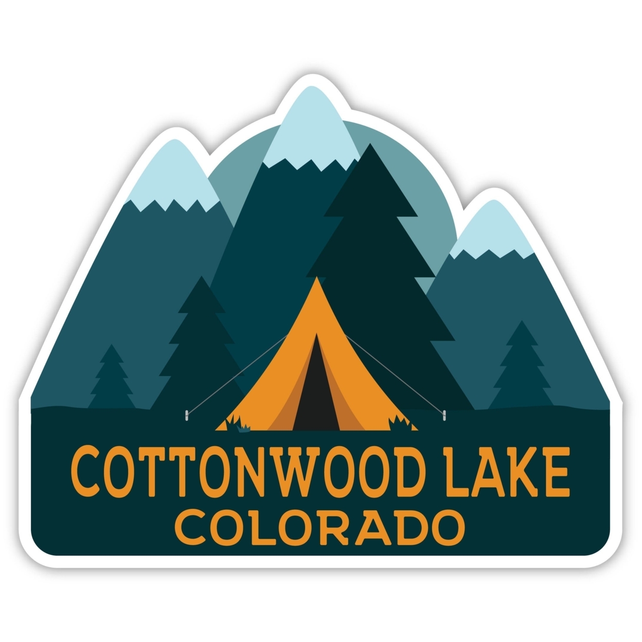 Cottonwood Lake Colorado Souvenir Decorative Stickers (Choose Theme And Size) - 4-Pack, 4-Inch, Tent