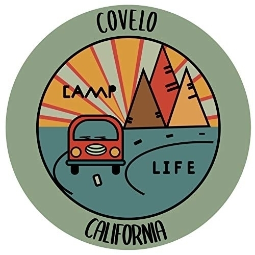 Covelo California Souvenir Decorative Stickers (Choose Theme And Size) - 4-Pack, 10-Inch, Camp Life