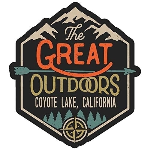 Coyote Lake California Souvenir Decorative Stickers (Choose Theme And Size) - 4-Pack, 8-Inch, Great Outdoors