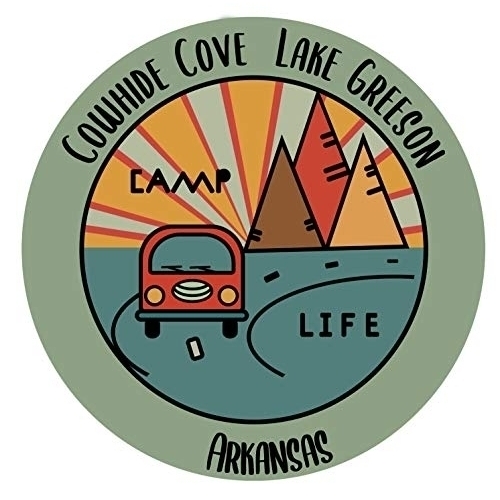 Cowhide Cove Lake Greeson Arkansas Souvenir Decorative Stickers (Choose Theme And Size) - 4-Pack, 6-Inch, Camp Life