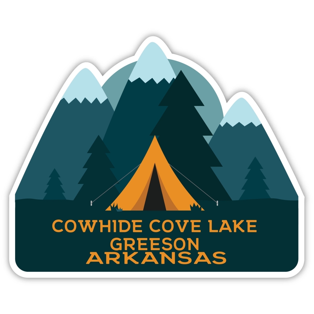 Cowhide Cove Lake Greeson Arkansas Souvenir Decorative Stickers (Choose Theme And Size) - 4-Pack, 12-Inch, Tent