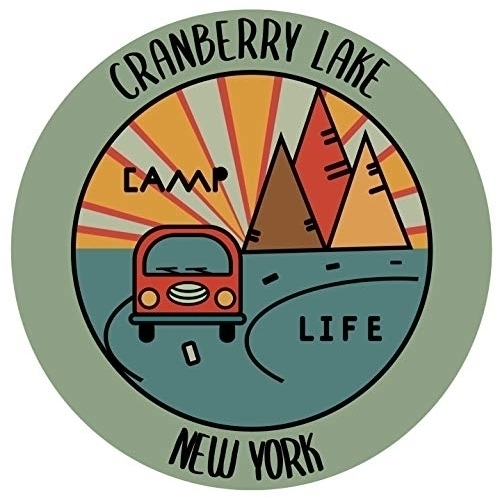 Cranberry Lake New York Souvenir Decorative Stickers (Choose Theme And Size) - 4-Pack, 4-Inch, Tent