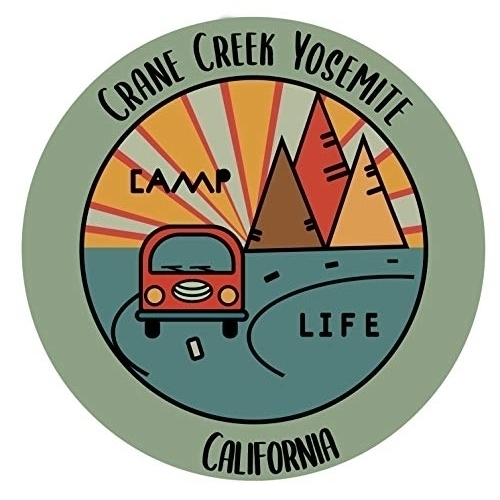 Crane Creek Yosemite California Souvenir Decorative Stickers (Choose Theme And Size) - 4-Pack, 4-Inch, Camp Life