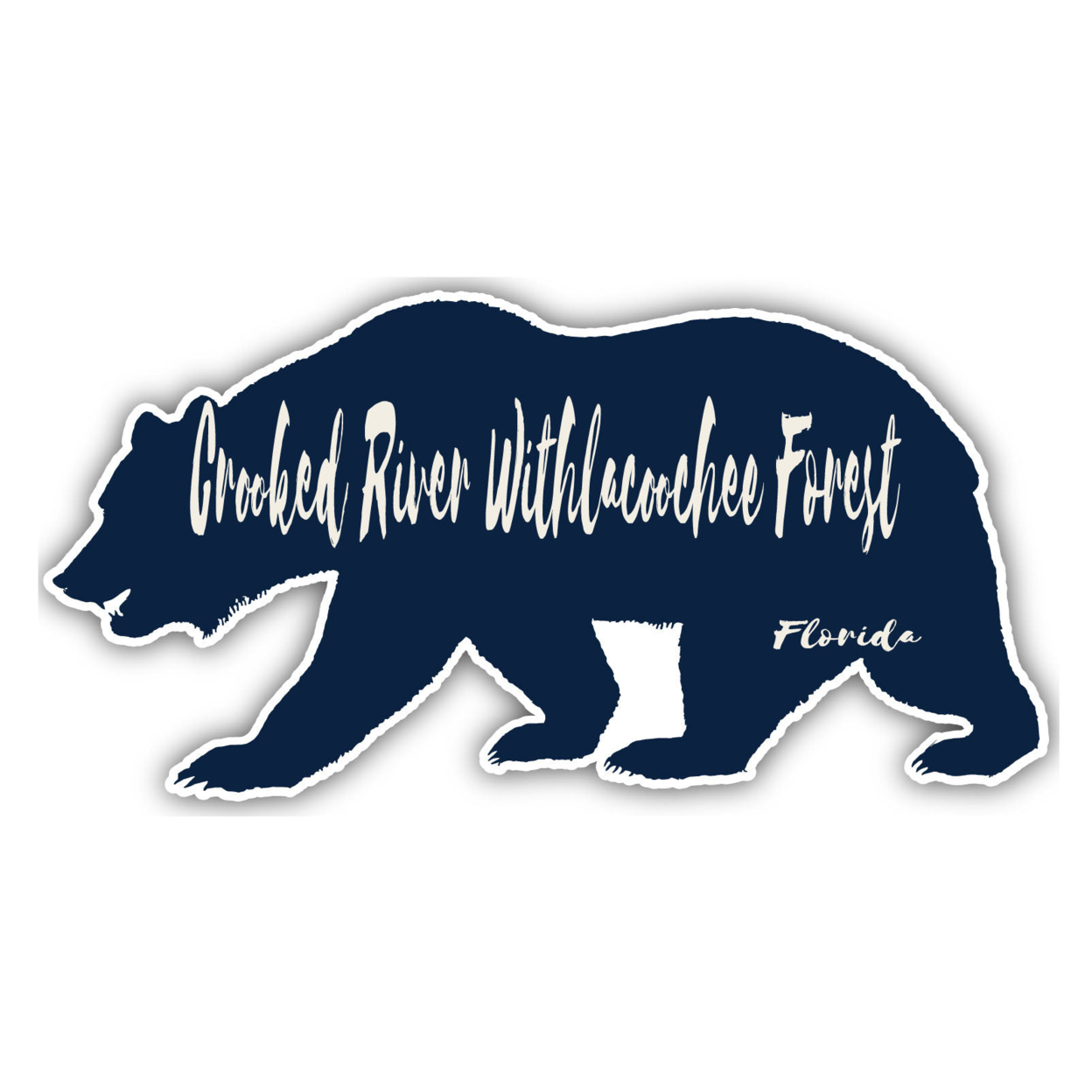 Crooked River Withlacoochee Forest Florida Souvenir Decorative Stickers (Choose Theme And Size) - Single Unit, 4-Inch, Bear