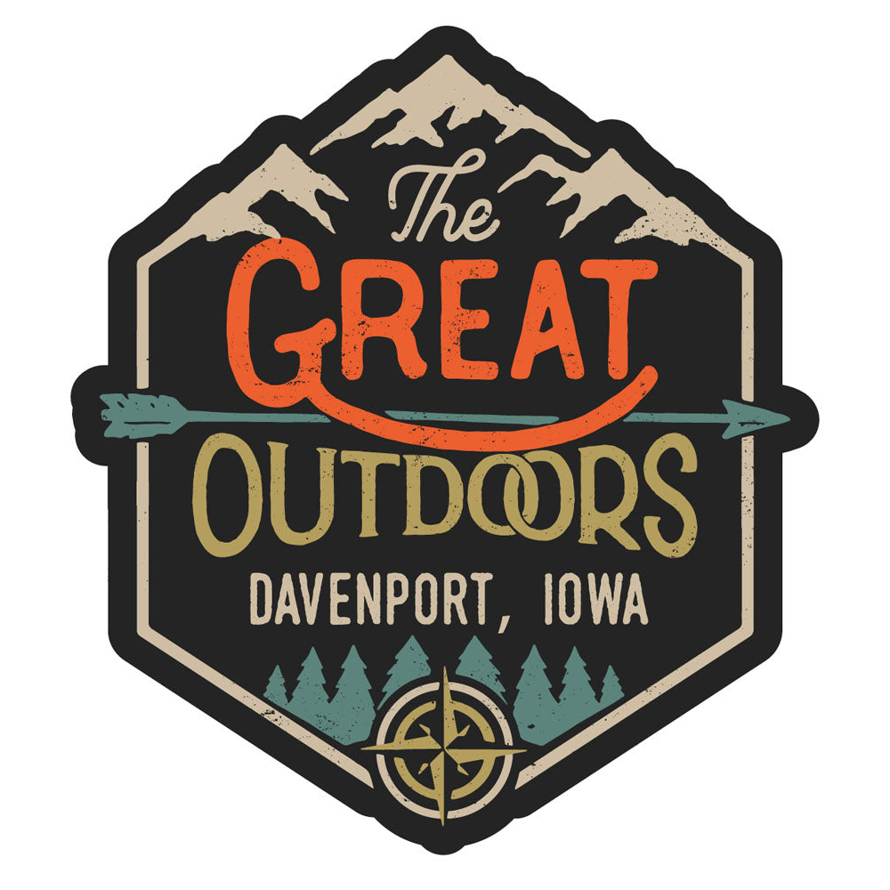 Davenport Iowa Souvenir Decorative Stickers (Choose Theme And Size) - Single Unit, 12-Inch, Great Outdoors