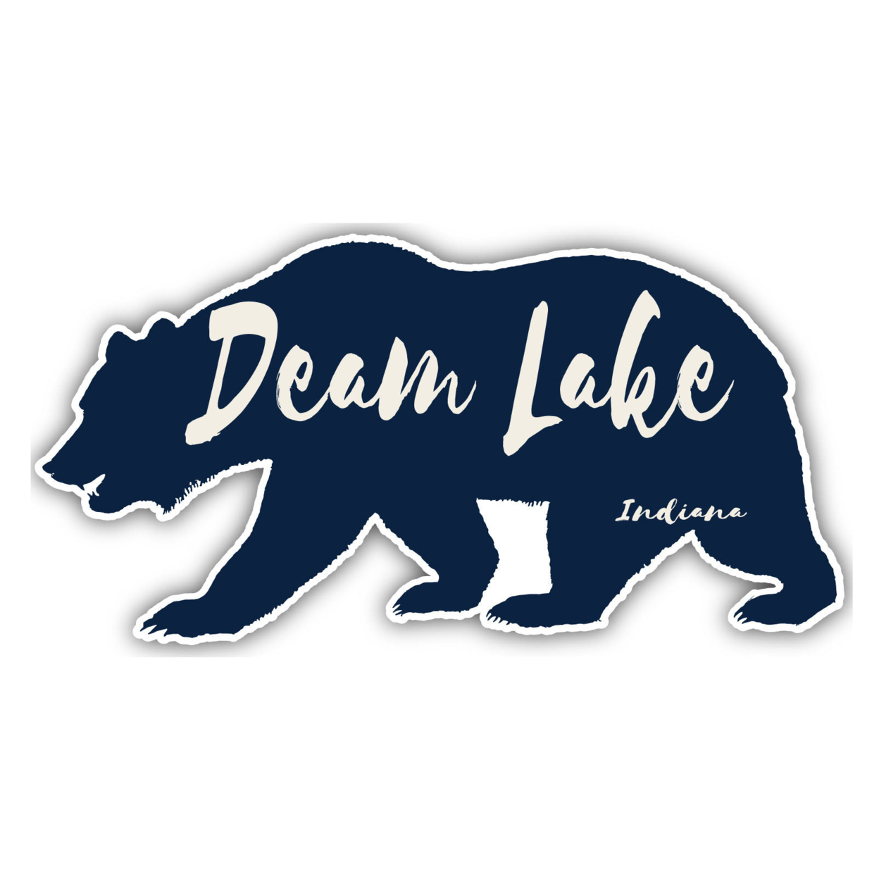 Deam Lake Indiana Souvenir Decorative Stickers (Choose Theme And Size) - Single Unit, 4-Inch, Bear