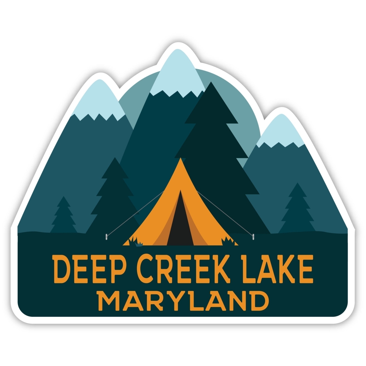 Deep Creek Lake Maryland Souvenir Decorative Stickers (Choose Theme And Size) - 4-Pack, 6-Inch, Tent