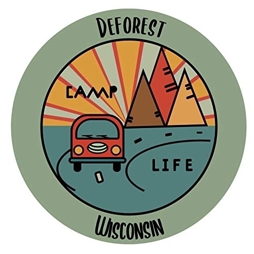 Deforest Wisconsin Souvenir Decorative Stickers (Choose Theme And Size) - 4-Pack, 8-Inch, Camp Life