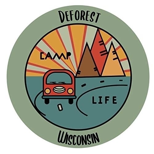 Deforest Wisconsin Souvenir Decorative Stickers (Choose Theme And Size) - Single Unit, 6-Inch, Camp Life