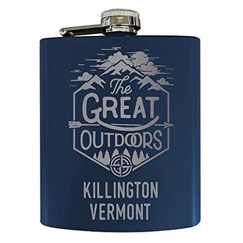 Killington Vermont Laser Engraved Explore The Outdoors Souvenir 7 Oz Stainless Steel 7 Oz Flask Navy