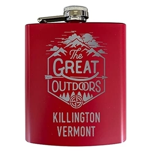 Killington Vermont Laser Engraved Explore The Outdoors Souvenir 7 Oz Stainless Steel 7 Oz Flask Red