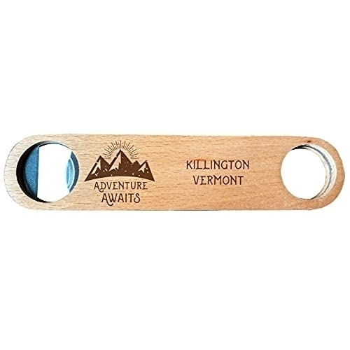 Killington Vermont Laser Engraved Wooden Bottle Opener Adventure Awaits Design