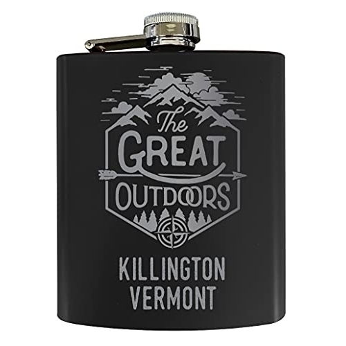 Killington Vermont Laser Engraved Explore The Outdoors Souvenir 7 Oz Stainless Steel 7 Oz Flask Black