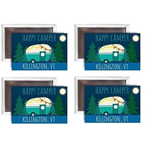Killington Vermont Souvenir 2x3-Inch Fridge Magnet Happy Camper Design 4-Pack