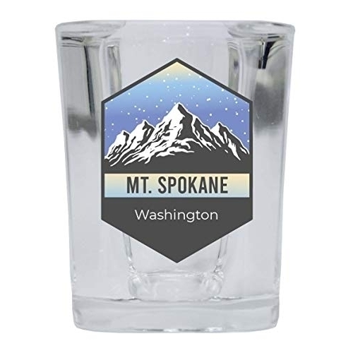 Mt. Spokane Washington Ski Adventures 2 Ounce Square Base Liquor Shot Glass 4-Pack
