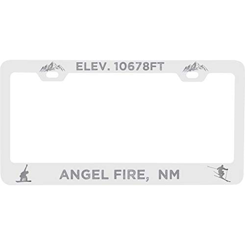 R And R Imports Angel Fire New Mexico Etched Metal License Plate Frame White