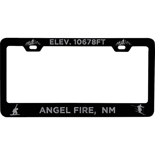 R And R Imports Angel Fire New Mexico Etched Metal License Plate Frame Black
