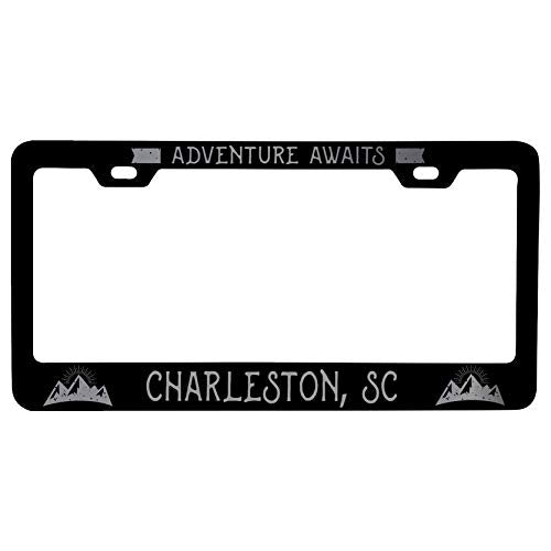R And R Imports Charleston South Carolina Laser Etched Vanity Black Metal License Plate Frame