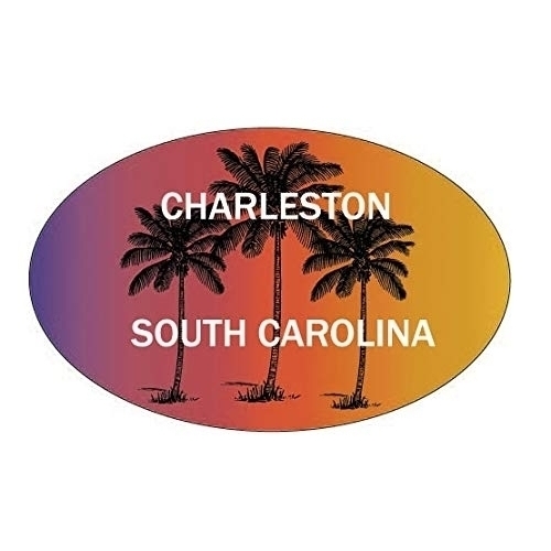 Charleston South Carolina Souvenir Palm Trees Surfing Trendy Oval Decal Sticker