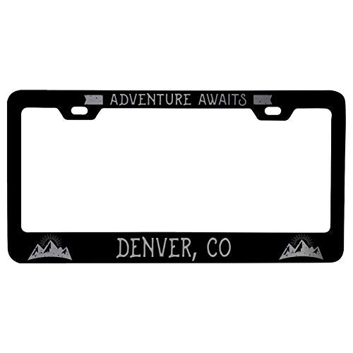 R And R Imports Denver Colorado Laser Etched Vanity Black Metal License Plate Frame