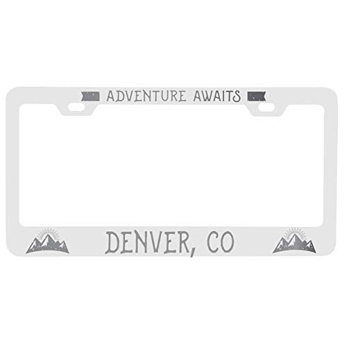 R And R Imports Denver Colorado Laser Engraved Metal License Plate Frame Adventures Awaits Design
