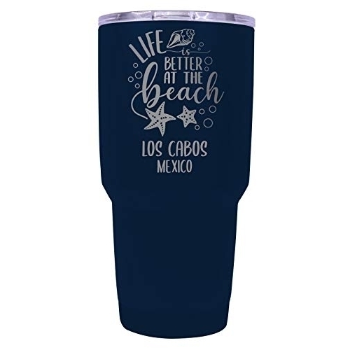 Los Cabos Mexico Souvenir Laser Engraved 24 Oz Insulated Stainless Steel Tumbler Navy.
