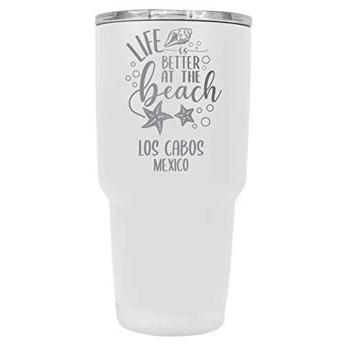 Los Cabos Mexico Souvenir Laser Engraved 24 Oz Insulated Stainless Steel Tumbler White White.