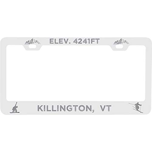 R And R Imports Killington Vermont Etched Metal License Plate Frame White