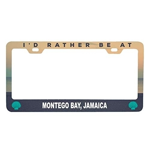 R And R Imports Montego Bay Jamaica Sea Shell Design Souvenir Metal License Plate Frame