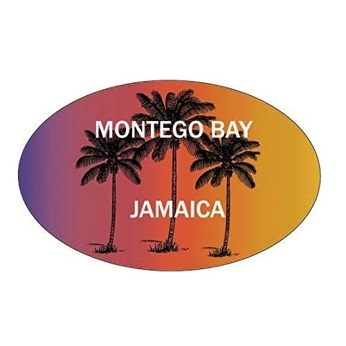 Montego Bay Jamaica Souvenir Palm Trees Surfing Trendy Oval Decal Sticker