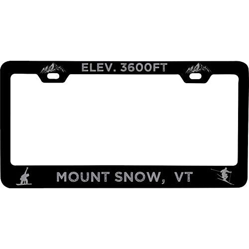 R And R Imports Mount Snow Vermont Etched Metal License Plate Frame Black