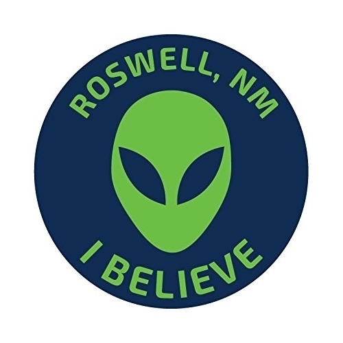 Roswell New Mexico UFO Alien I Believe Souvenir 4 Inch Round Decal Sticker