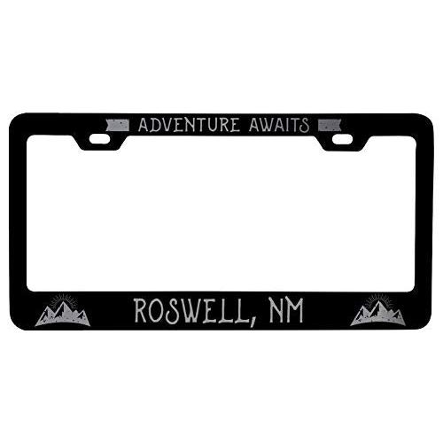 R And R Imports Roswell New Mexico Laser Etched Vanity Black Metal License Plate Frame