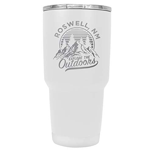 Roswell New Mexico Souvenir Laser Engraved 24 Oz Insulated Stainless Steel Tumbler White White.