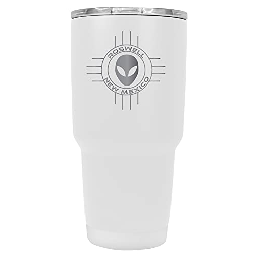 Roswell New Mexico UFO Alien I Believe Souvenir Laser Engraved 24 Oz Insulated Stainless Steel Tumbler White
