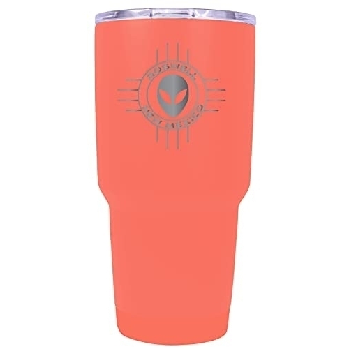 Roswell New Mexico UFO Alien I Believe Souvenir Laser Engraved 24 Oz Insulated Stainless Steel Tumbler Coral