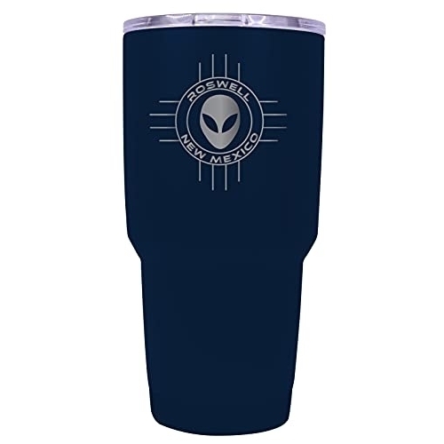 Roswell New Mexico UFO Alien I Believe Souvenir Laser Engraved 24 Oz Insulated Stainless Steel Tumbler Navy