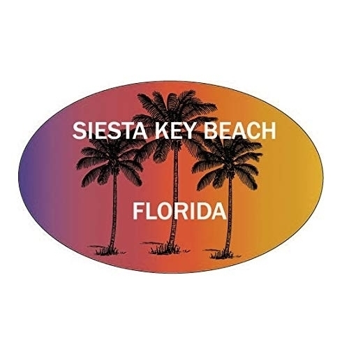 Siesta Key Beach Florida Souvenir Palm Trees Surfing Trendy Oval Decal Sticker
