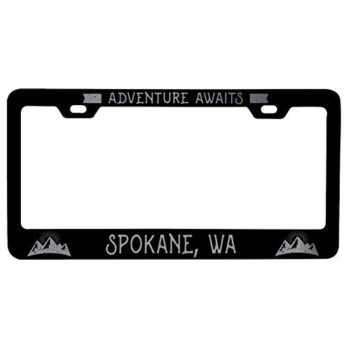 R And R Imports Spokane Washington Laser Etched Vanity Black Metal License Plate Frame