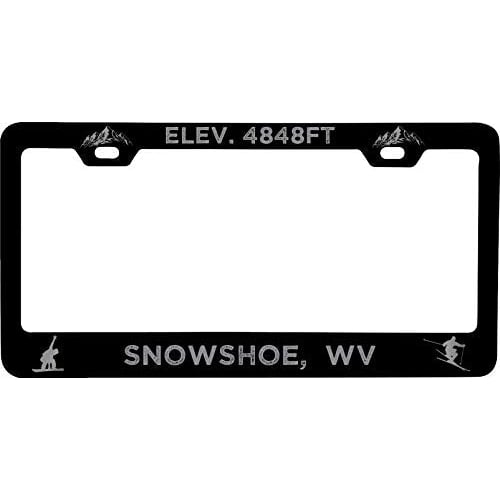 R And R Imports Snowshoe West Virginia Etched Metal License Plate Frame Black