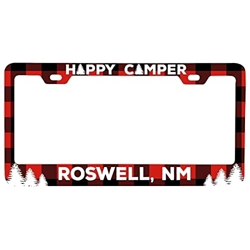 Roswell New Mexico Car Metal License Plate Frame Plaid Design