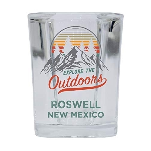 Roswell New Mexico Explore The Outdoors Souvenir 2 Ounce Square Base Liquor Shot Glass