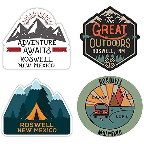 Roswell New Mexico Souvenir 4-Inch Each Vinyl Decal Sticker 4-Pack